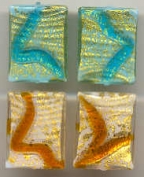 Large "Cracked Gold" Rectangle, 25x19mm, with Aqua or Topaz